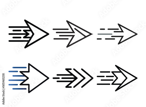 Arrow vector icons with motion speed effect, showing forward progress concept