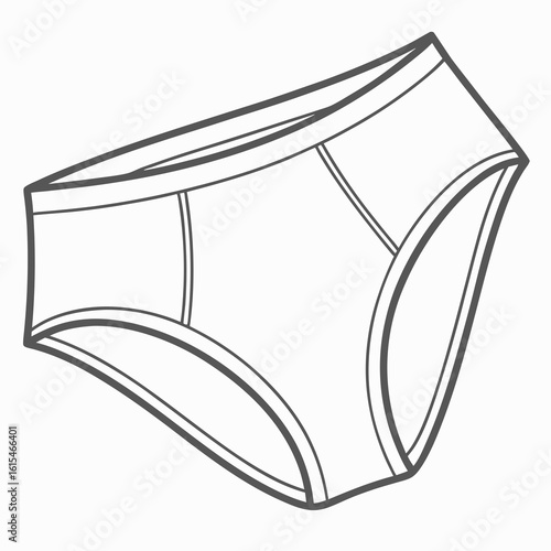 A simple line drawing of a pair of men s briefs with a comfortable waistband and leg openings