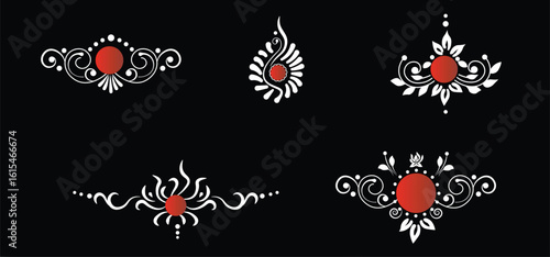 Set of kolka head design Traditional Indian Mandala Decorative Elements Vector Set