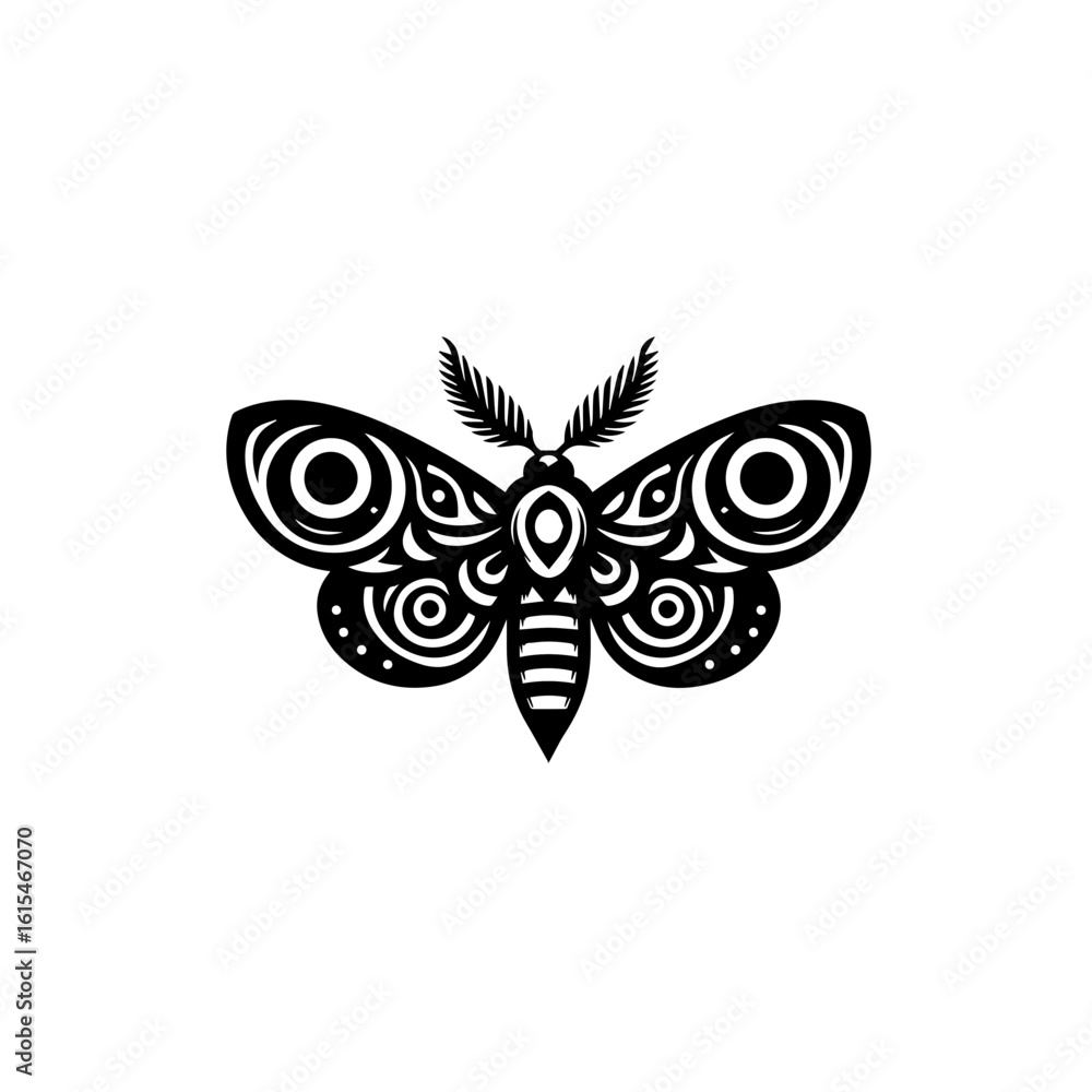 Obraz premium Ornate moth illustration isolated on white background