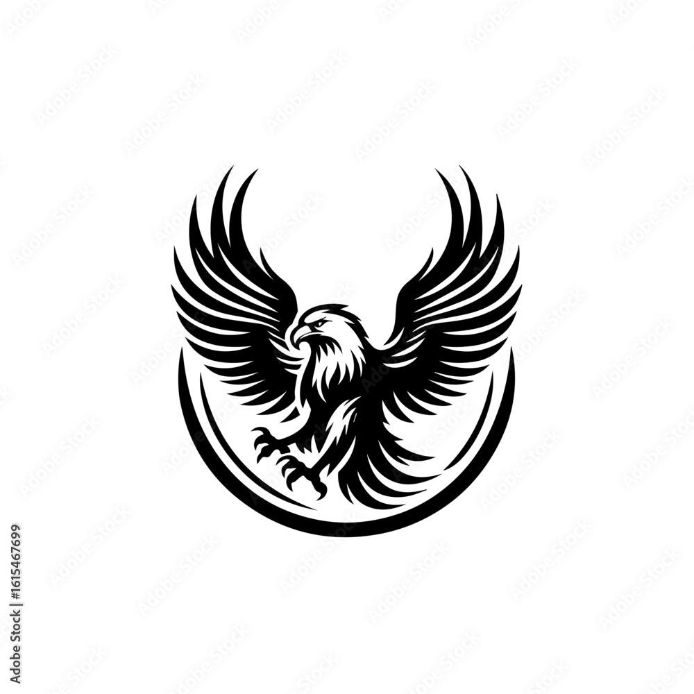 Fototapeta premium Majestic eagle with wings spread, isolated on white