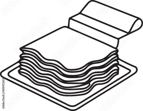 Stack of wavy paper sheets with a roller vector