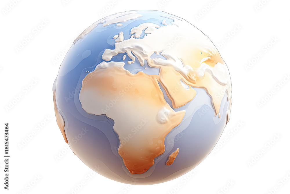 Fototapeta premium 3D stylized Earth globe, soft colors