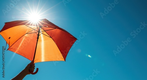 Open an umbrella under the hot sun