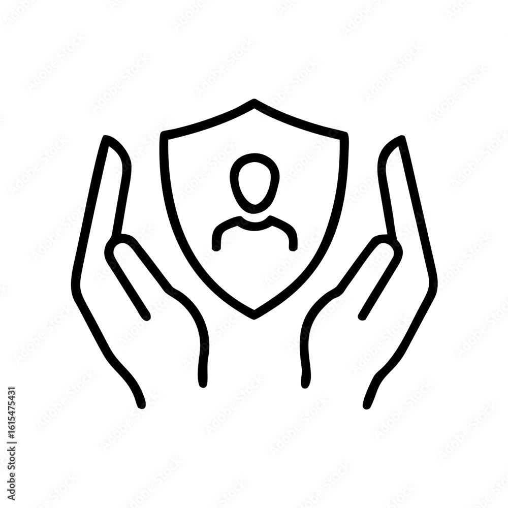 Fototapeta premium Hands holding a shield symbolizing protection and safety concept 