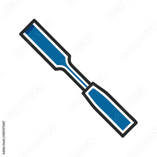 Chisel tool with a blue handle for woodworking projects  
