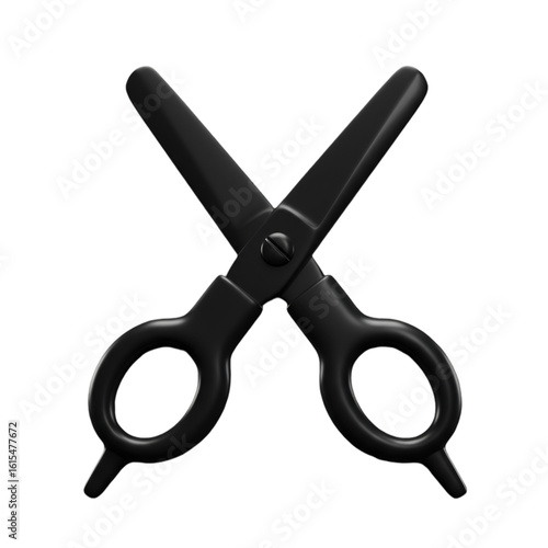 3D Illustration Of Black Scissors Isolated On Transparent Background