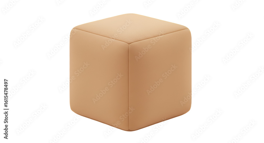 Obraz premium 3D Rendered Isolated Beige Cube Shape on Transparent Background