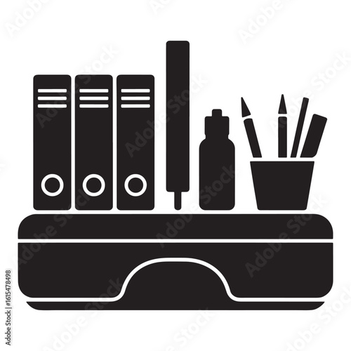 Desk organizer with binders pens and marker office supplies