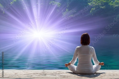 Wallpaper Mural Woman meditating outdoors in peaceful nature, soft  color palette, ideal for wellness, mindfulness, or relaxation themes Torontodigital.ca