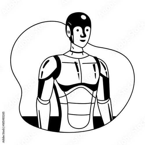A glyph style illustration of humanoid robot 