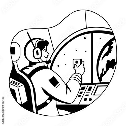 A glyph style illustration of a space astronaut 
