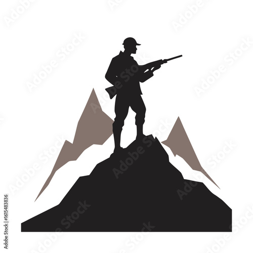 Warrior On Cliff With Rifle Silhouette