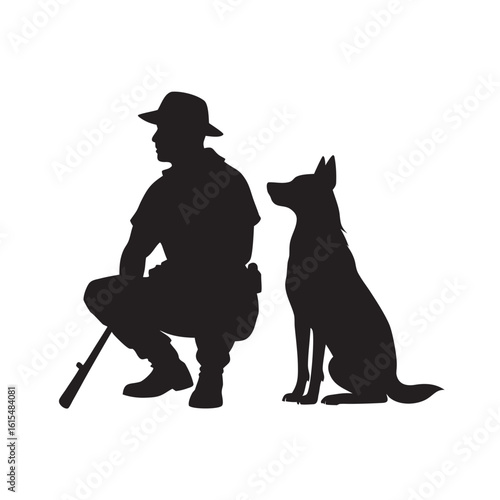 Soldier With K9 Partner Silhouette Image