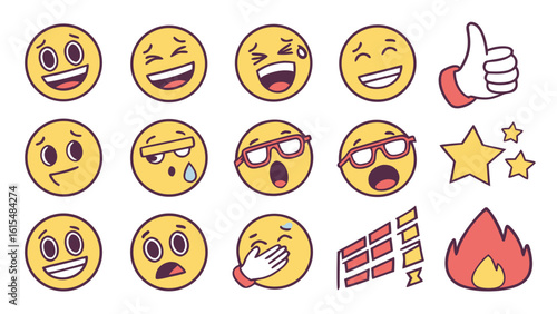 Emoji and Expression Icon Set – Vector Icons for Emotions, Reactions, and Chat Communication