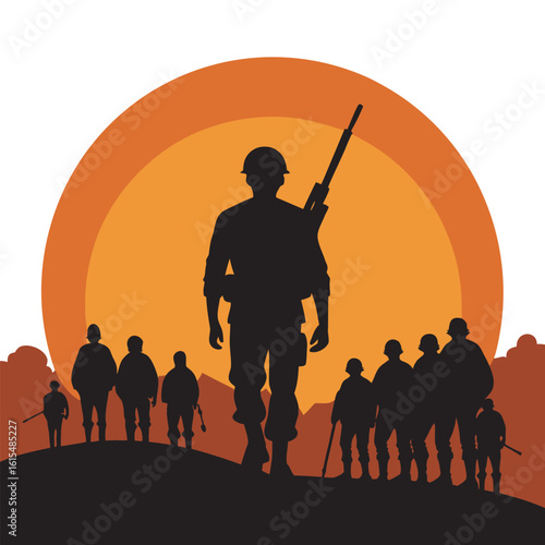 Leader Soldier Holding Rifle Silhouette Art