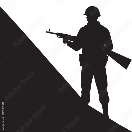 Exposed Soldier In Spotlight Silhouette Art