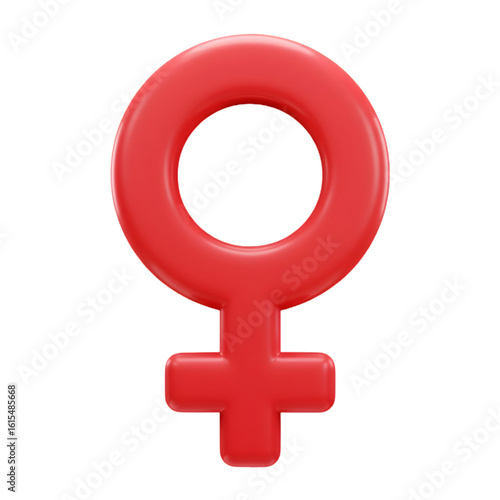 3D Render of Red Glossy Female Venus Symbol Isolated on Transparent Background