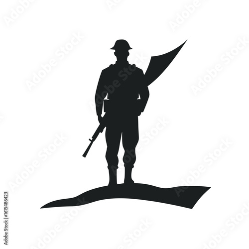 Soldier Wind Blowing Silhouette Illustration