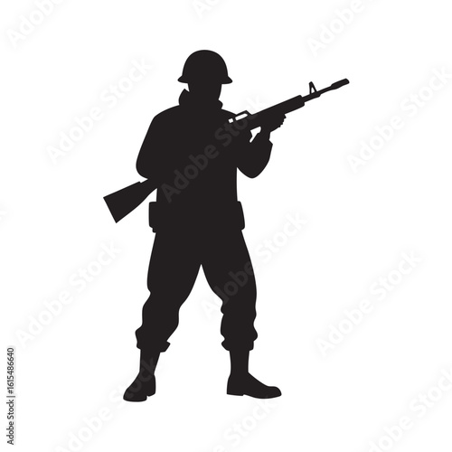 Sniper Pose Soldier Silhouette Holding Rifle