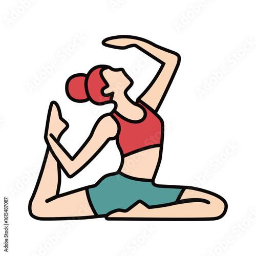 Woman doing pigeon yoga pose logo, perfect for fitness, wellness, and mindful lifestyle content