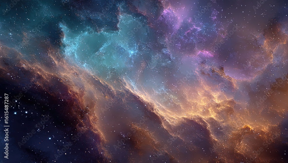 Fototapeta premium Nebulae's Embrace A Chronicle of Stellar Migration