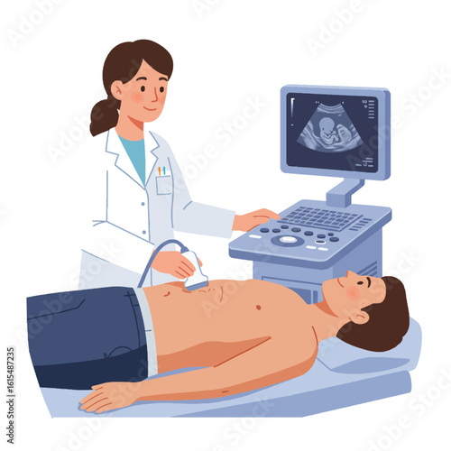 Doctor Performing Ultrasound Scan on Patient