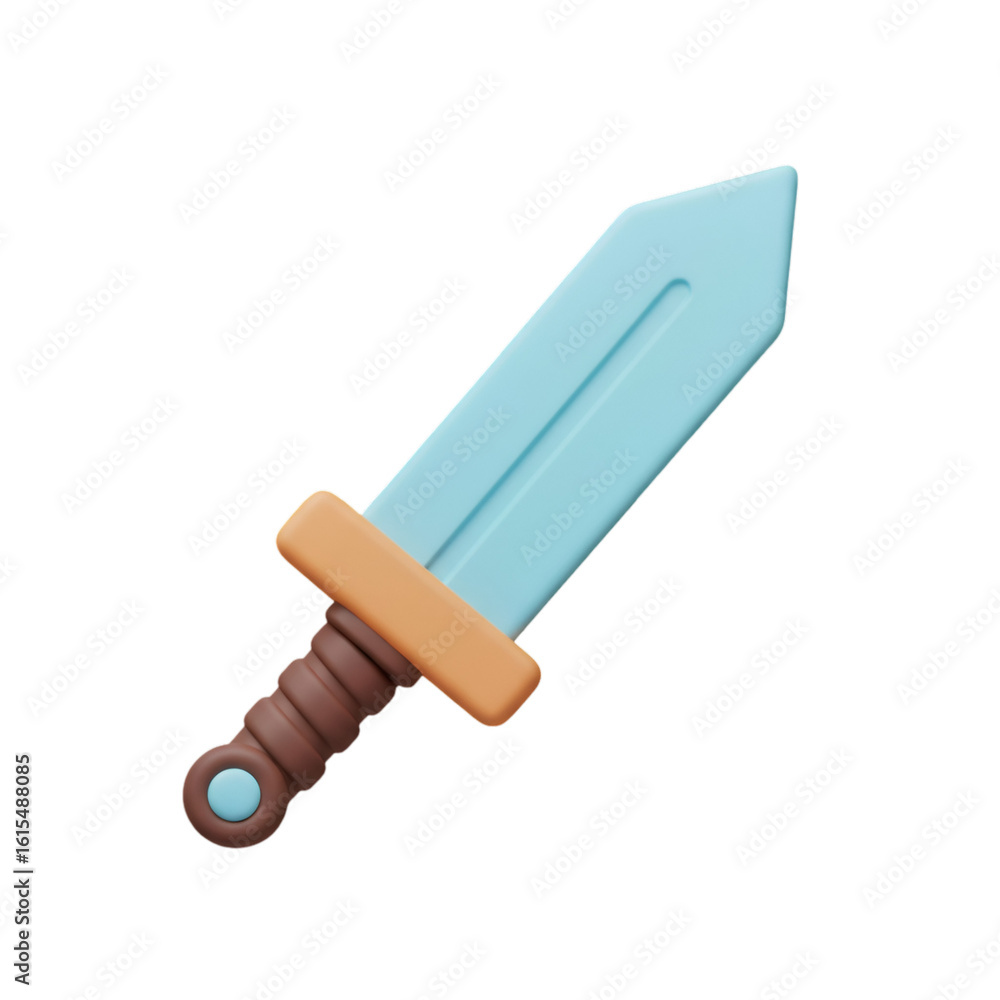 Fototapeta premium 3D Rendered Blue Sword Illustration On Transparent Isolated Background