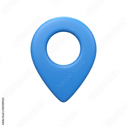 3D Rendered Blue Location Pointer Isolated on Transparent Background