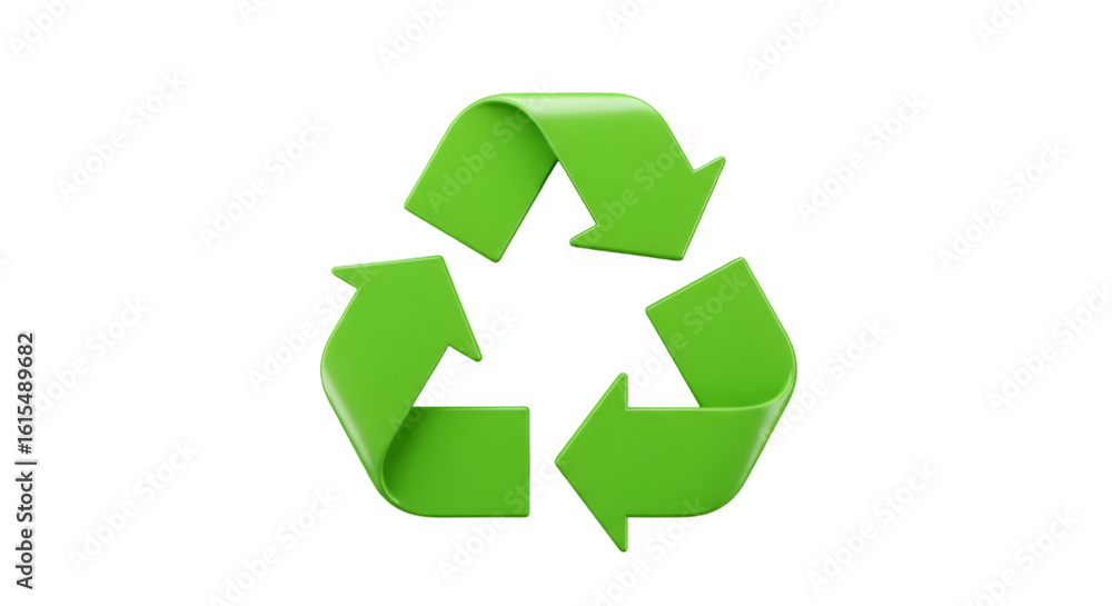 Fototapeta premium 3D Rendered Green Recycle Symbol Isolated on a Transparent Black Background