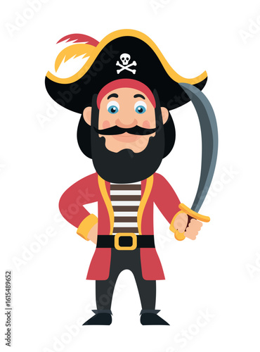 Pirate. Flat vector clipart, illustration with isolated background.