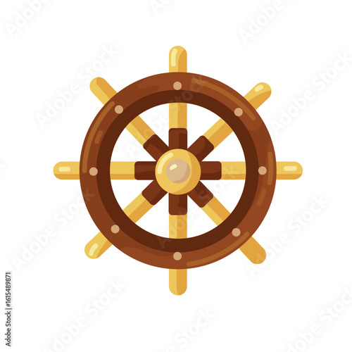 Pirate wheel. Flat vector clipart, illustration with isolated background.