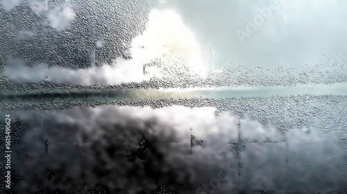 Thin silver line crossing frosted glass surface, cold tonality for high-end packaging design. Illustration