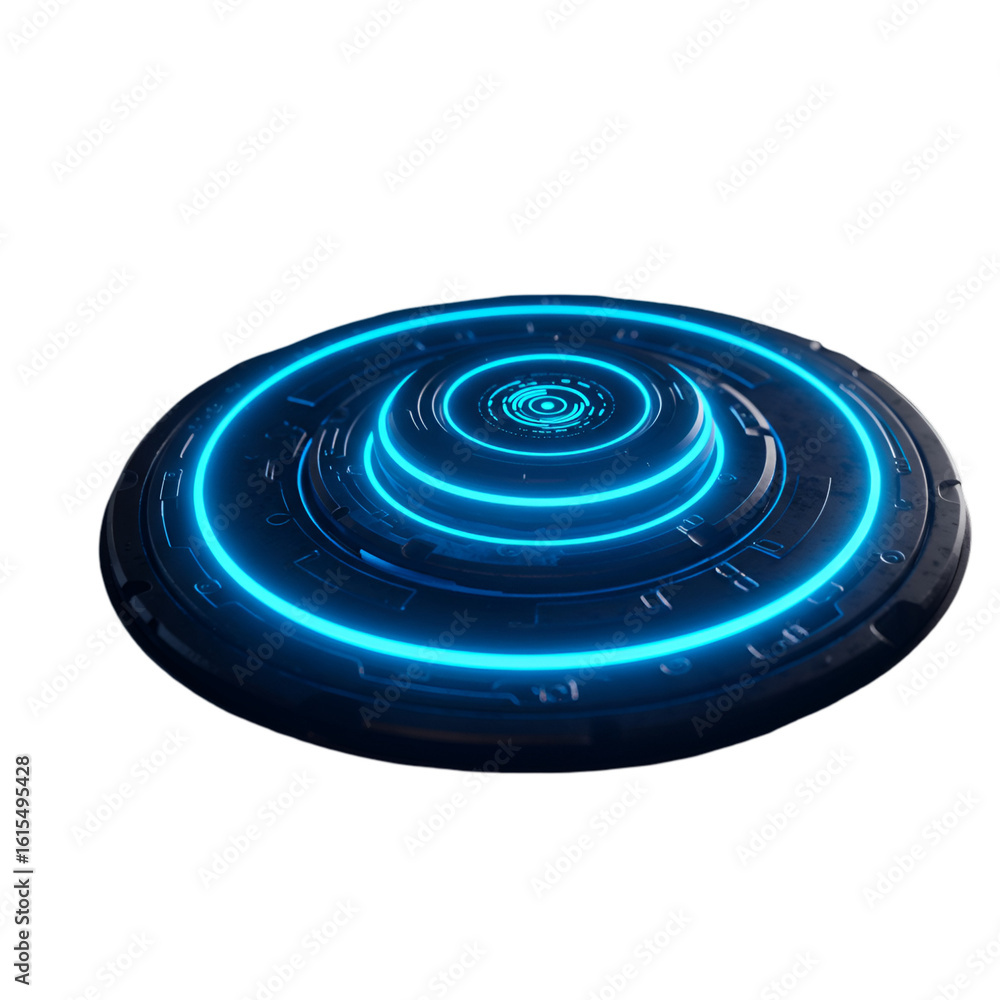 Fototapeta premium Abstract 3D Illustration of a Glowing Blue Futuristic Technology Design