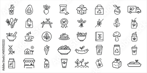 Collection of hand drawn icons representing food and drink items