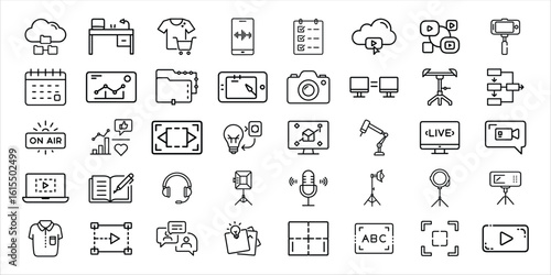 Collection of hand drawn business and technology icons for digital projects