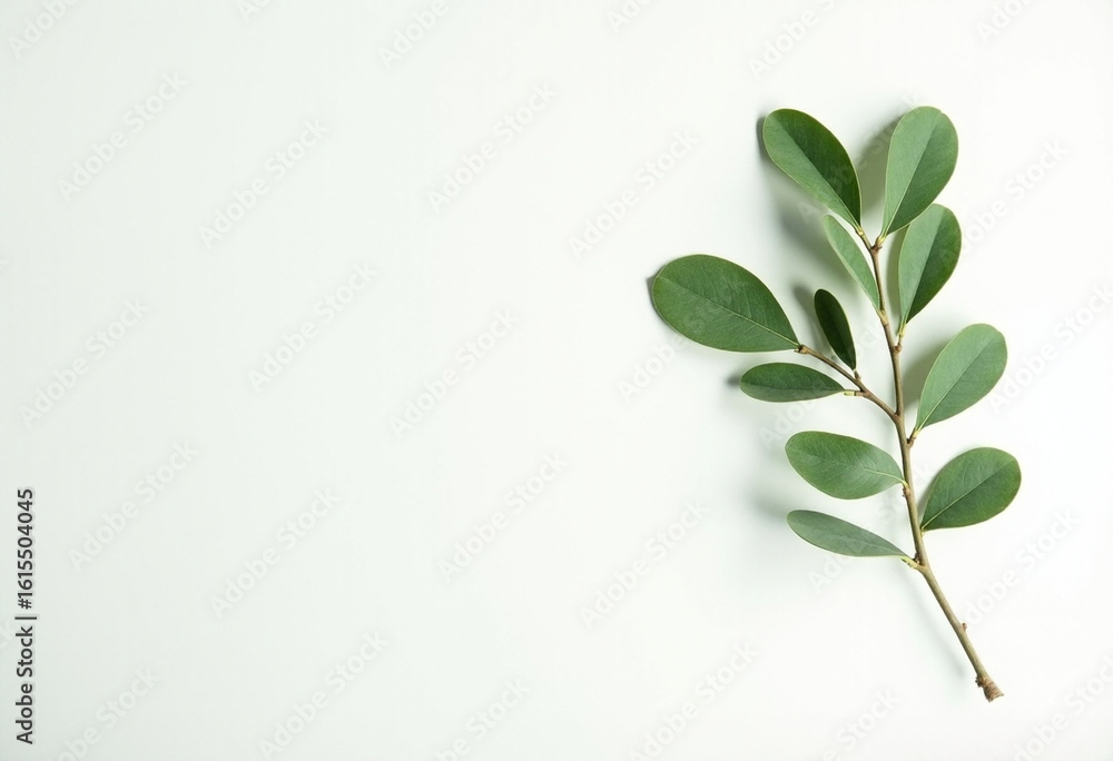 Obraz premium Minimal Green Leaves on White Background