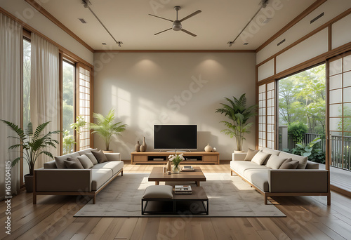 Wallpaper Mural Traditional Japanese Veranda with a Sunny View Torontodigital.ca