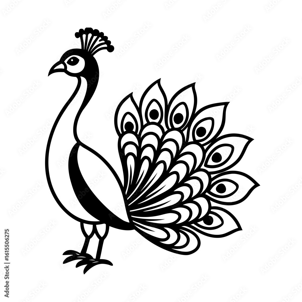 Naklejka premium Minimalist Peacock Silhouette Peacock Vector for Cricut Crafts, Wall Prints, Logos & Wedding