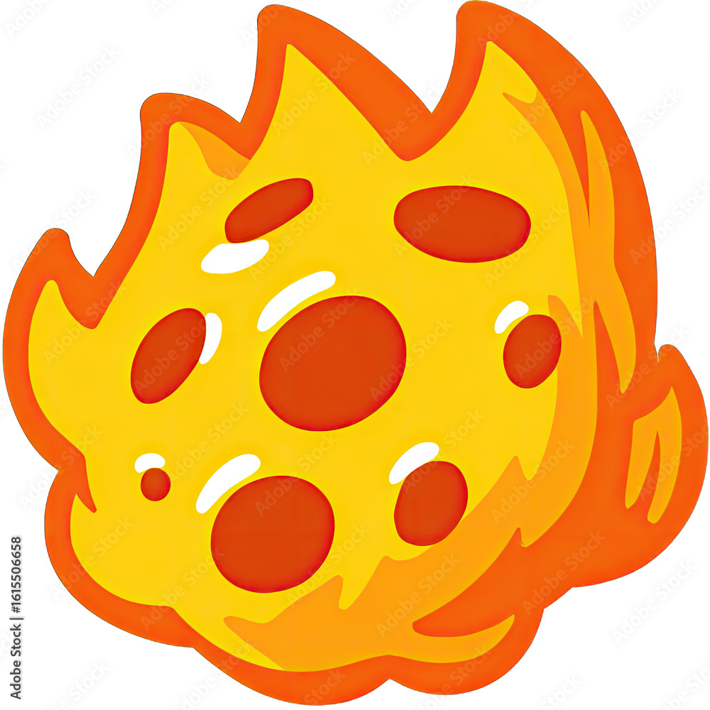 Obraz premium Fiery, round object, resembling a moon or a cheese with flame-like outline