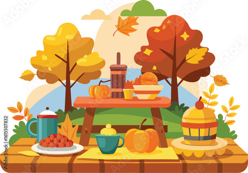 autumn still life with maple leaves