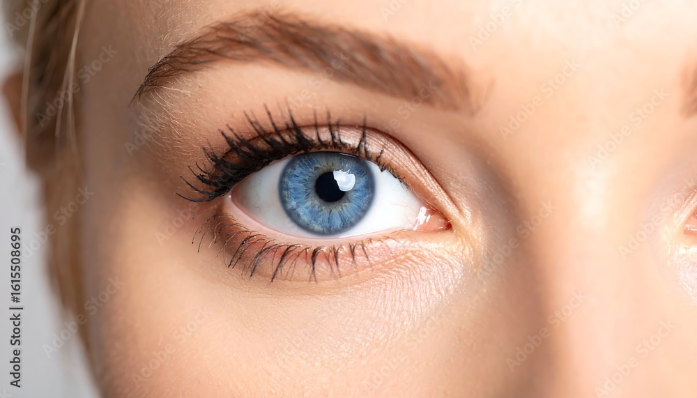 Fototapeta premium Close-up of a woman's blue eye