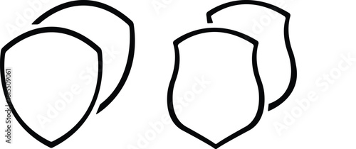 protect shield icon set.Military, Ornate, Armour, Emblem, Protection, Security, Guard.Shield badge quality symbol isolated on transparent background. Design elements for safety and protection.