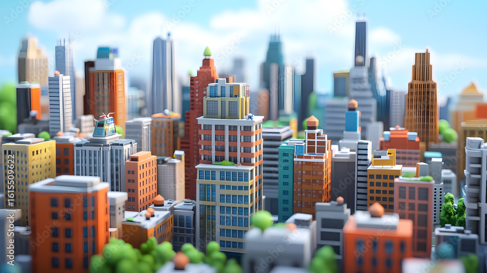 Obraz premium Cartoon architectural miniature model