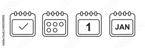Calendar icon set. calendar planner icons for app, website, ui.  Calendar icon vector illustration. Calendar sign and symbol.  eps 10 