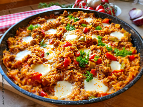 One pan stuffed pepper casserole fresh and homemade cooked 