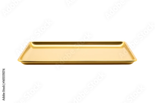 a gold tray with a handle on a white background