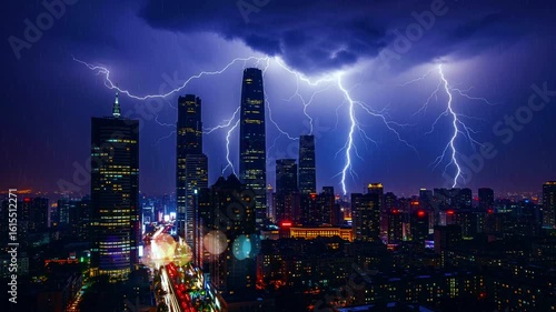 Wallpaper Mural Dramatic Night City Thunderstorm Seamless Loop Timelapse Torontodigital.ca