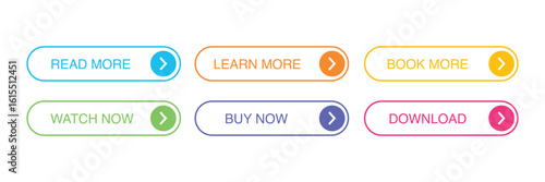 Collection of Forward ui,ux button design. Read more, learn more, book more, watch, buy now, download button symbol