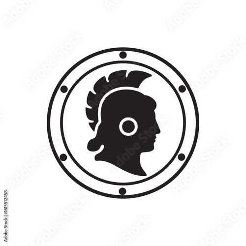 Silhouette of Athena’s Aegis Shield – Black on White Style